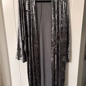 Blue Gray crushed Velvet kimono with Luxurious Sheen
